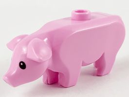 LEGO 87621pb01 Bright Pink Pig with Black Eyes and White Pup