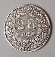 Pièce de monnaie 2 Francs Suisse 1928, état correct