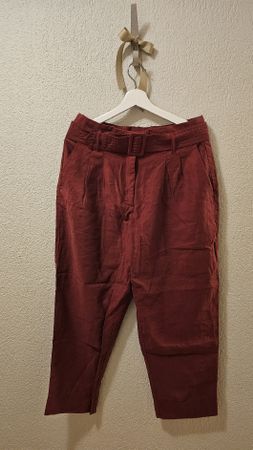 H&M Paperbag Hose, Gr. 44, in der Trendfarbe Bordeaux Rot