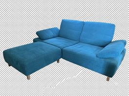 2er Sofa mit Stoffbezug und Hocker