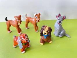 Vintage 5x Hund SUSI & STROLCH Figur Walt Disney Productions
