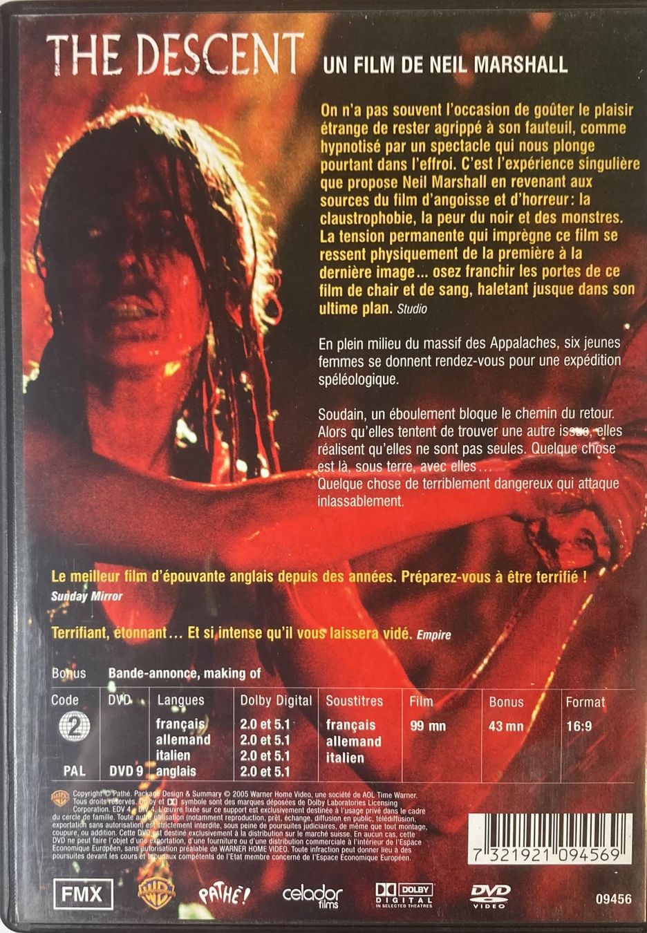 Tutti i DVDs: THE DESCENT (PRÉPAREZ-VOUS A UNE EXPÉRIENCE UNIQUE...) – Usato da Poliez-Pittet venduto da Newtown-Records 1