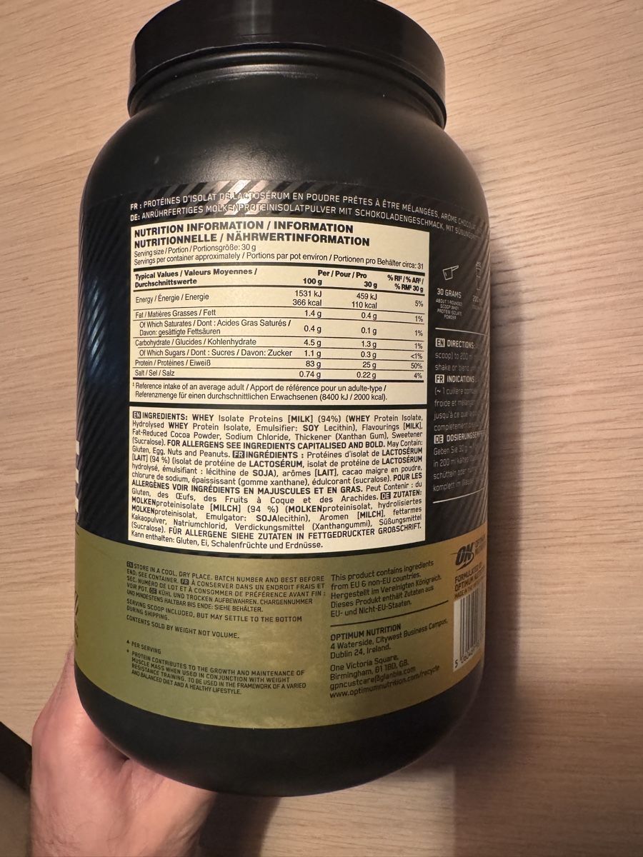 Cibi & Specialità: Protein OPTIMUM NUTRITION 100% Gold Standard Isolate Schoko – Nuovo e nell'imballaggio originale da Dübendorf venduto da vitrickson 2