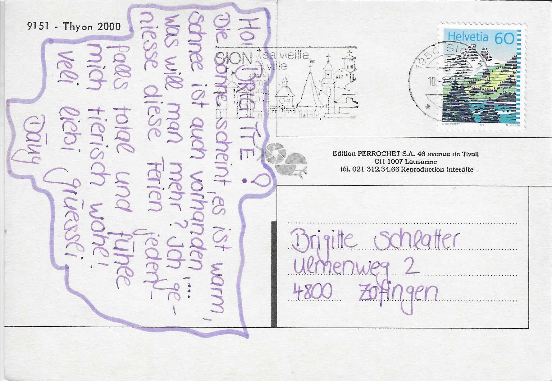 Cartoline postali: Thyon 2000 VS – Usato da Rothrist venduto da Stranglehold 1