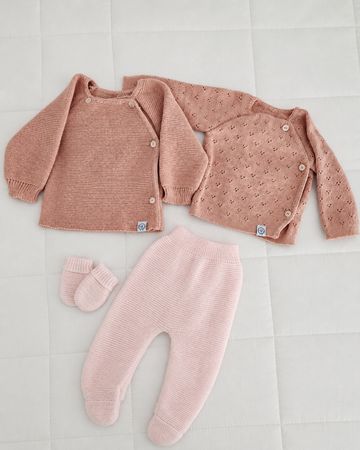 Baby Set Cardigans Pants Mittens Pink New