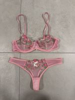 Lingerie Set Pink Floral Embroidery Size S