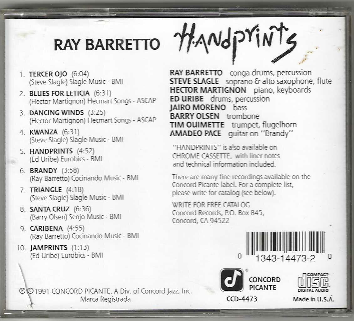 CD: Ray Barretto – Handprints – Usato da Genève venduto da CDLPBookS 1