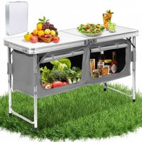 Klappbare Campingtisch Alu mit Stauraum, Campingküche