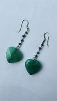 Boucles d'oreilles pendantes cœur vert 💚 pierre naturelle