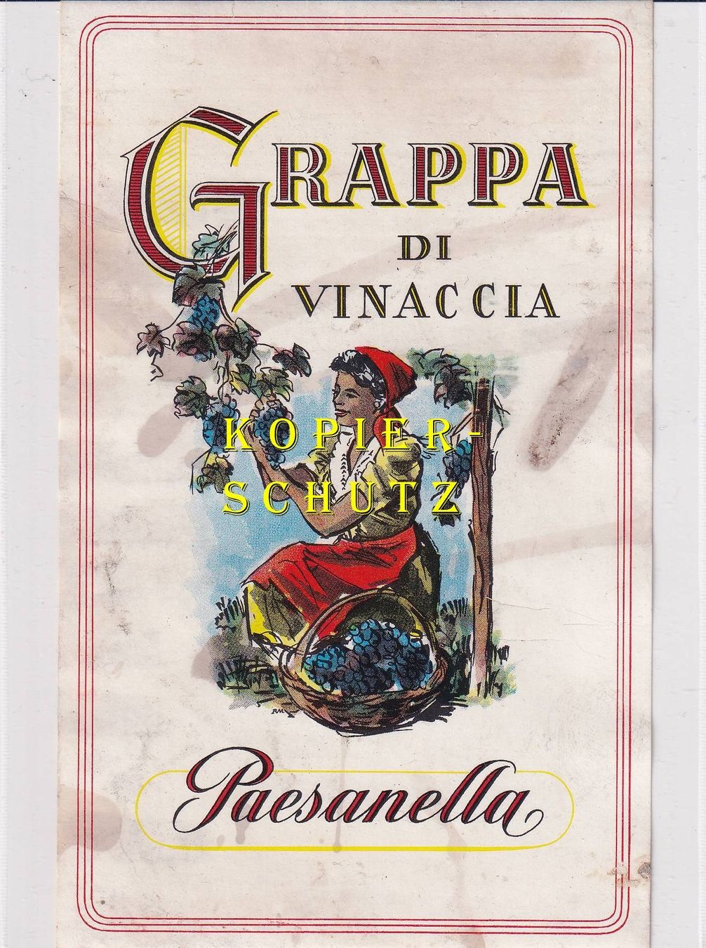 Papier: Etikette - Grappa di Vinaccia "Paesanella" /bd – D'occasion à Hombrechtikon par Rudolf07