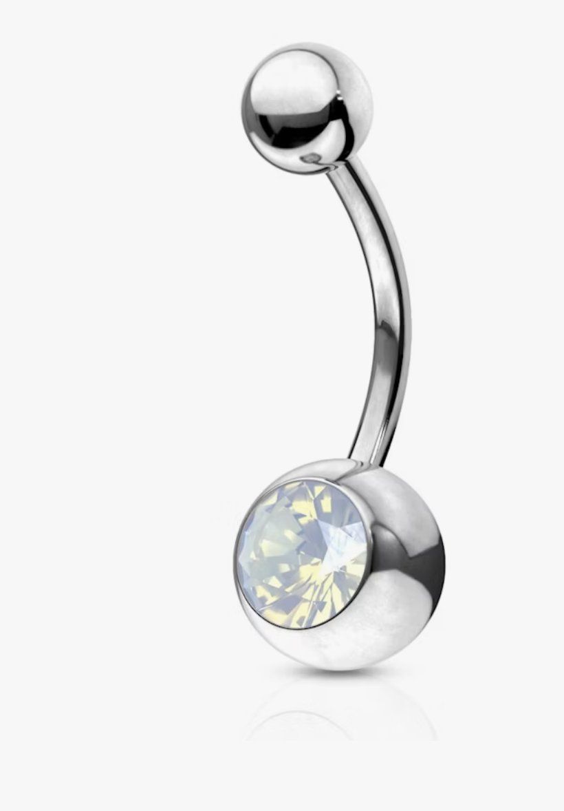 Piercingschmuck: Piercing Bauchnabelring mit Opalit in Lünettenfassung – Neu und originalverpackt aus Sissach von SwissCyclist