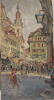 Oelgemaelde Zofingen  Willo RALL 1888-1960 auf Holzplatte