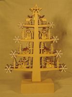 Weihnachtsdekoration aus Holz mit LED Beleuchtung, Neuware