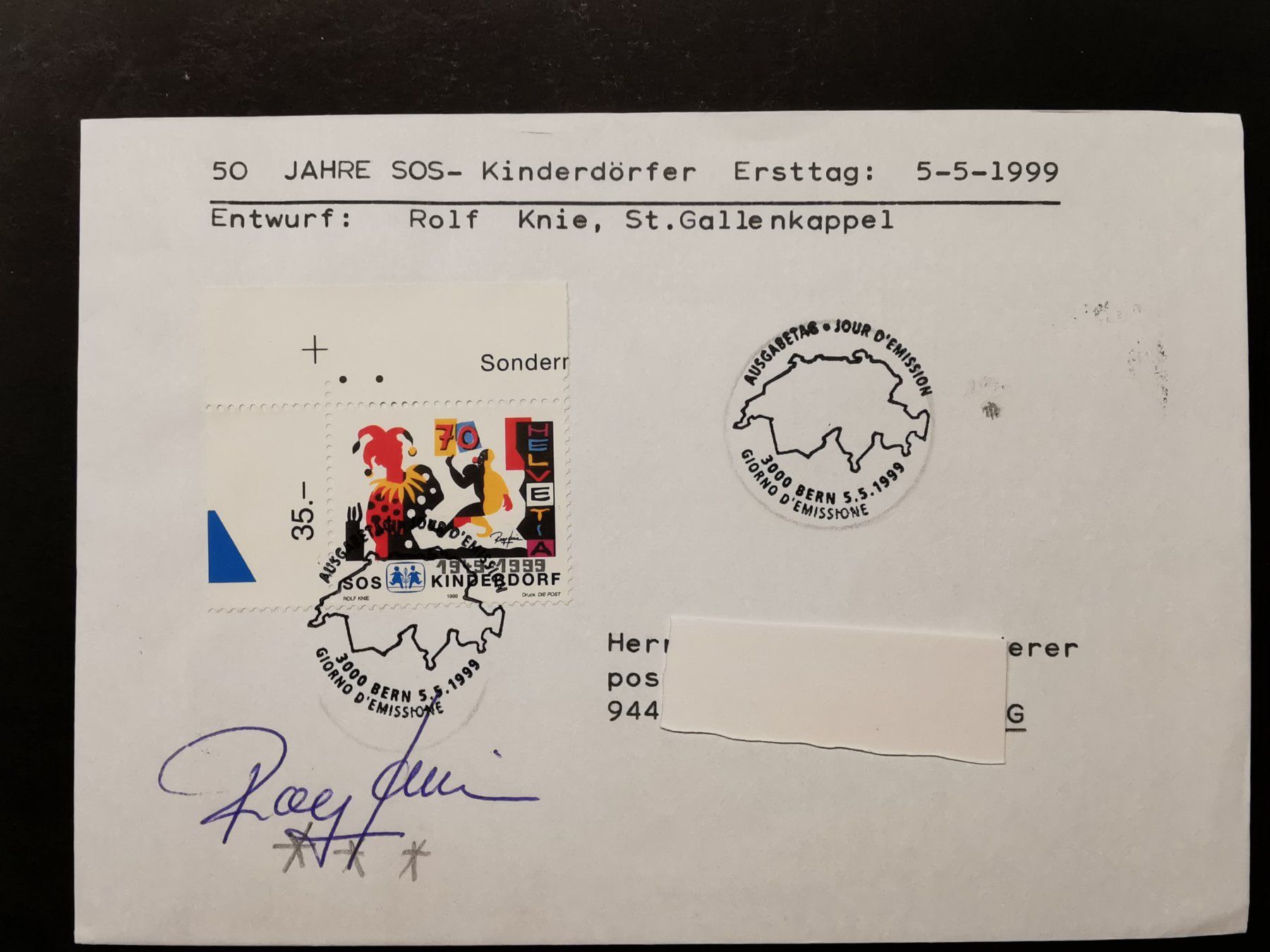 Autografi: Rolf Knie Maler  Autogramm  SOS  Kinderdorf  1999 – Usato da Rheineck venduto da kat_7gld