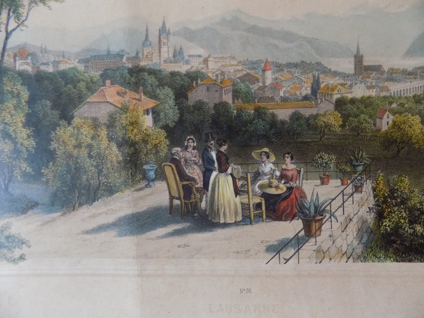 Incisioni: Lausanne vue Generale Lithographie – Usato da Risch venduto da Antikfee 8