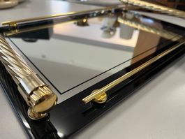 Italienisches Design - Serviertablett  - vergoldete Griffe