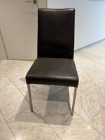 6 Stühle, braunes Leder mit Edelstahlfüssen, Interio