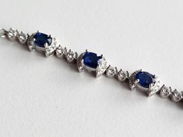Saphier Armband 925 Silber schönem tiefen klaren Blau