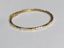 Bracelet Jonc articulé en Argent 925 Plaqué Or et Strass !