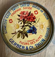 Alte Blechdose Gerber Käse Sujet von Thun + Alpenblumen