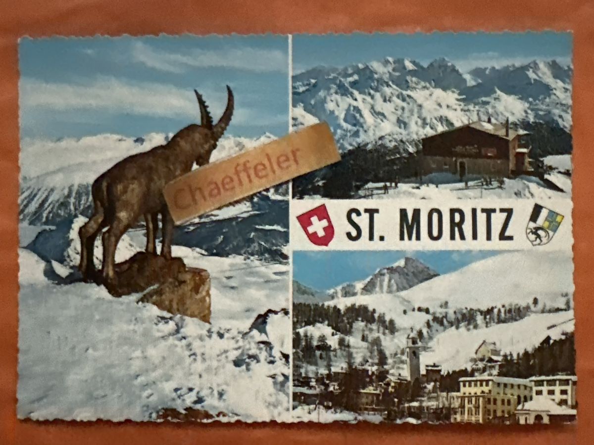 Cartoline postali: Originale St. Moritz Postkarte von 1962 mit Steinbock! – Usato da Zürich venduto da Chaeffeler