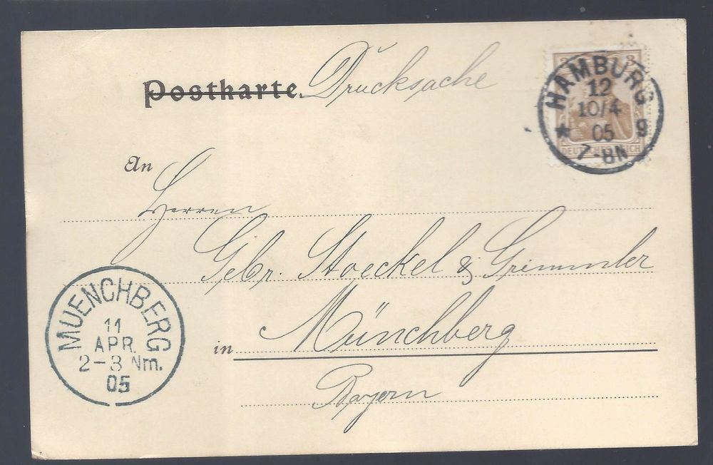 Dt.REICH Drucksache HAMBURG - Münchberg 1905 | Kaufen Auf Ricardo