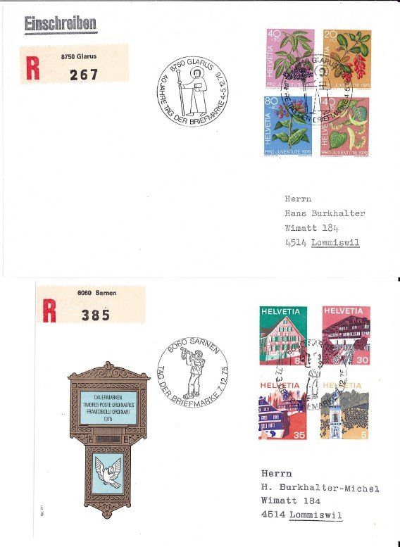 Alle Briefmarken: 6 Belege Tag der Briefmarke 70er Jahre – Gebraucht aus Bellach von qsearch 1