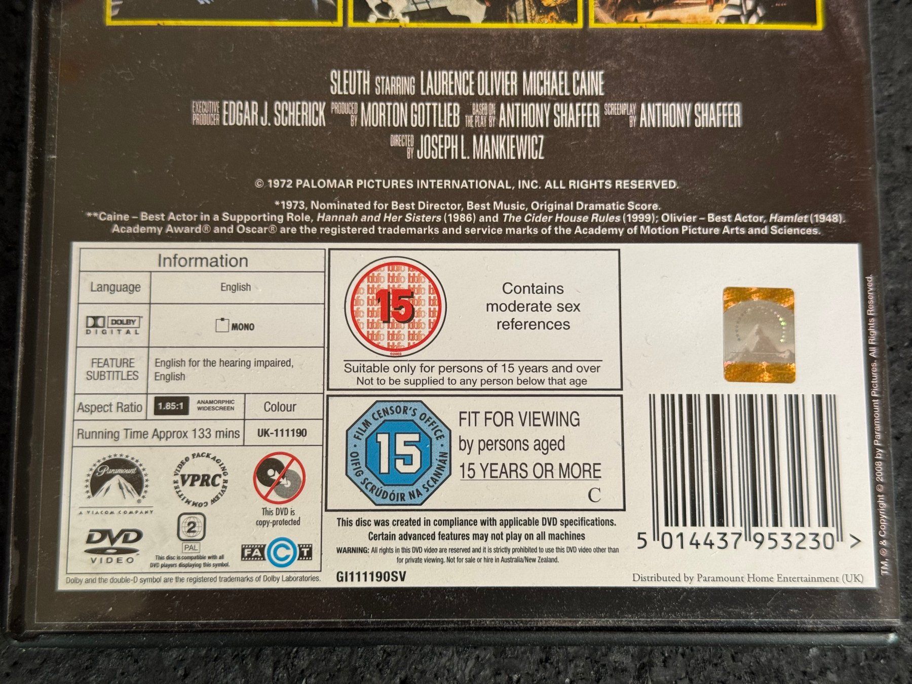 Tutti i DVDs: Sleuth DVD EN Laurence Olivier - Michael Caine – Usato da Fribourg venduto da tschjoly 3