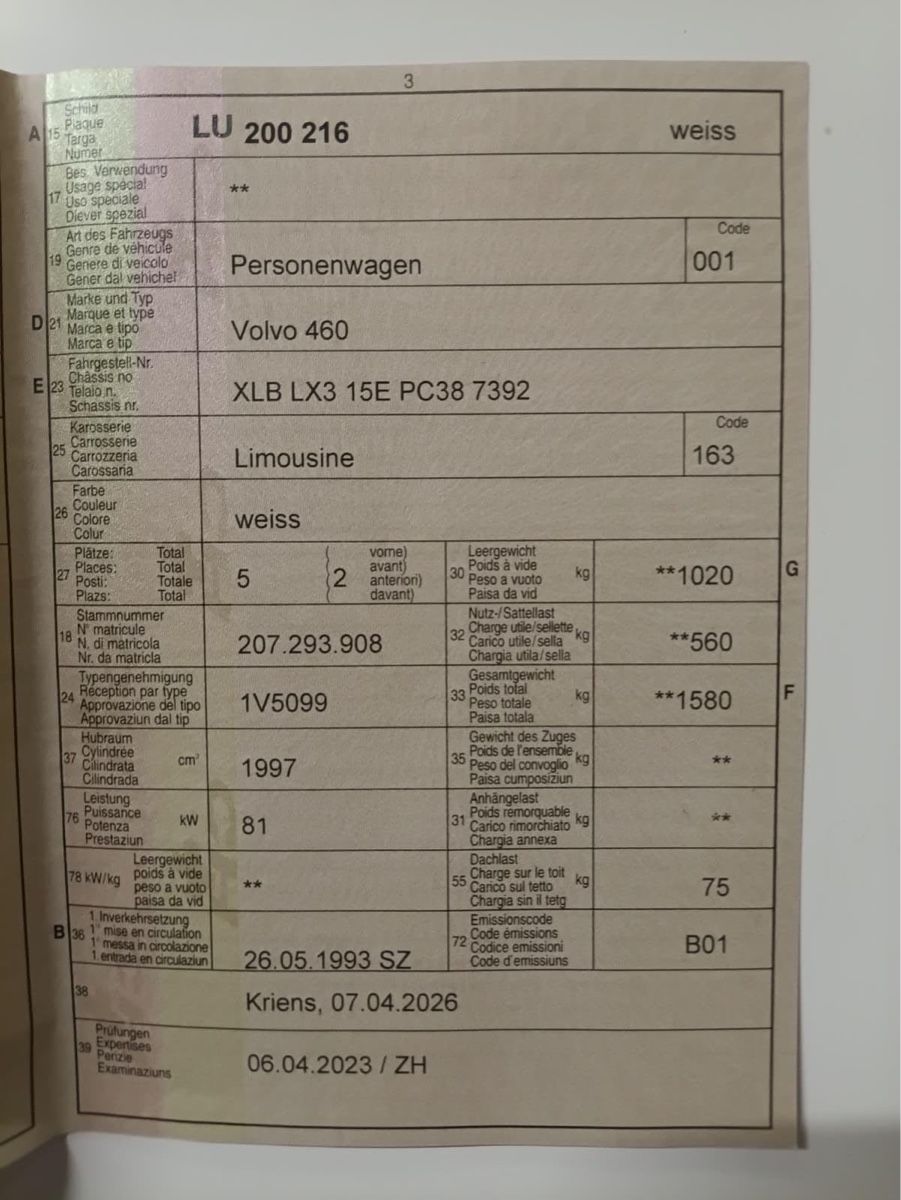 Volvo Automobili: Volvo 460 2.0 GLE  – Usato da Luzern venduto da alm_w86n 8