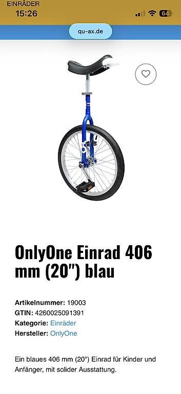 Biciclette: Einrad 20" fast neu OnlyOne QU-AX – Usato da Basel venduto da leoniewenz 4