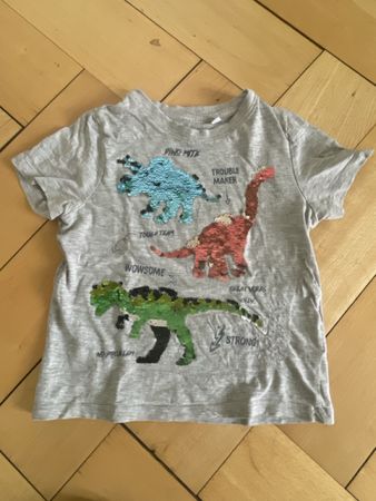 Dino-T-Shirt, mit verstellbaren Pailletten, Grösse 104