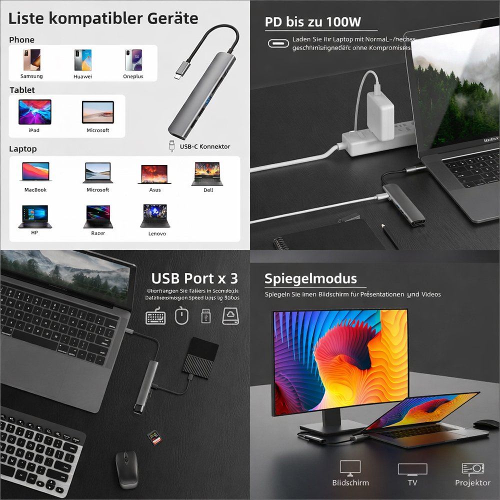 Hubs & Switches: USB HUB HDMI iPad C SD TF Pc Macbook PD Surface – Neu und originalverpackt aus Chiasso von online.shop 3
