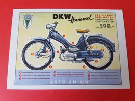 Carte postale CP, Postkarte, Auto-Union DKW Hummel, Moped