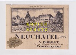Etikette - Neuchâtel 1959 (A. Porret) /bd