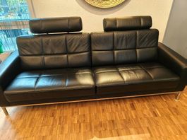 Design 4er Ledersofa schwarz, Modell Chillout