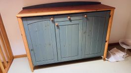 Landhaus Sideboard Kiefer massiv blau gebrusht — wie neu