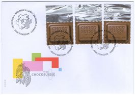 2001 100 Jahre CHOCO SUISSE mit Bogenrand auf seltenem FDC