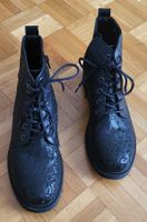 Stiefeletten bestickt mit Schnürung und Reissverschluss