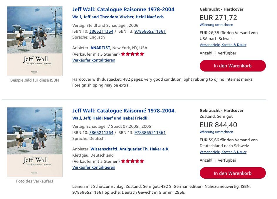 Bücher: Jeff Wall - Catalogue Raisonné 1978 - 2004 / Rares Buch – Gebraucht aus Aarau von Pearlz 9