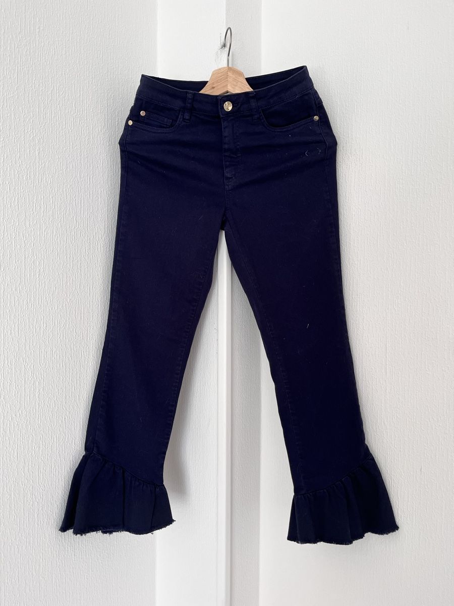 Hosen: Iblues Jeans Navy Cropped Flared Ruffle Size 34 – Gebraucht aus Lausanne von Danash 1