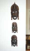 Trio Afrikanische Vintage Wandmasken