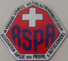 Plakette ASPA VERBAND SCHWEIZ. MOTORLASTWAGENBESITZER