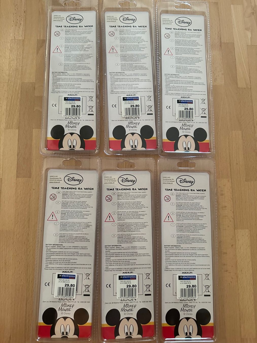 Orologi: 6x Uhr Mickey Mouse NEU Marktwert 180 CHF – Nuovo e nell'imballaggio originale da Nussbaumen AG venduto da Pika-Shop 1