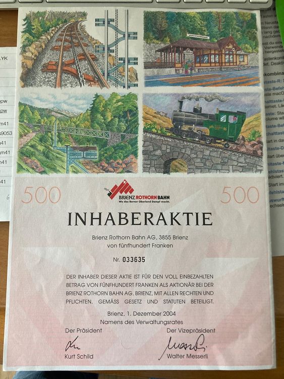 Aktie BRIENZ ROTHORN BAHN Kaufen auf Ricardo