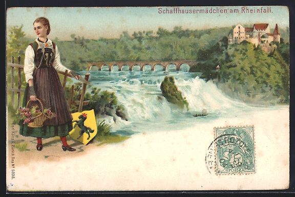 Cartes postales: Litho Schweiz, Schaffhausermädchen in T – D'occasion à Berlin par bartko-reher