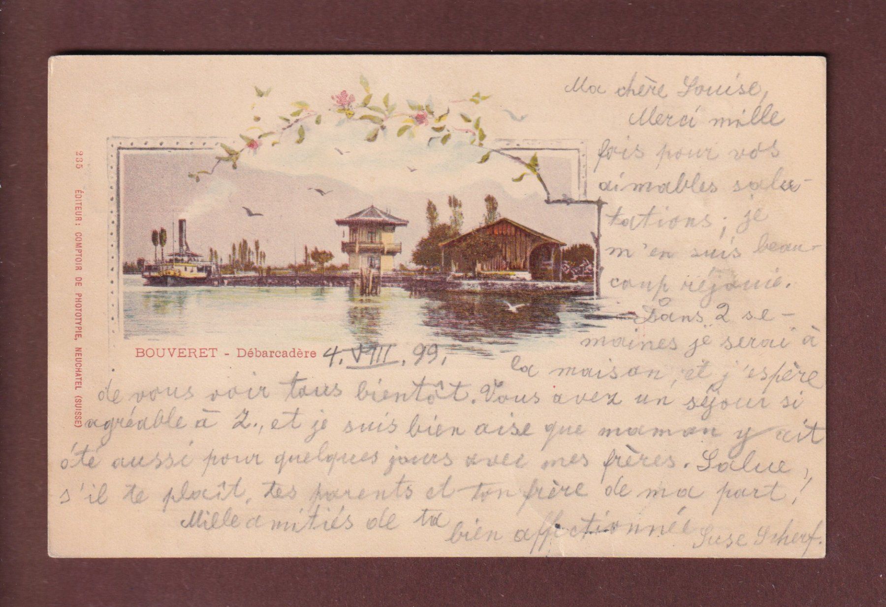 Cartoline postali: LE BOUVERET - Débarcadère - 1899 CPN – Usato da Pully venduto da nicecards
