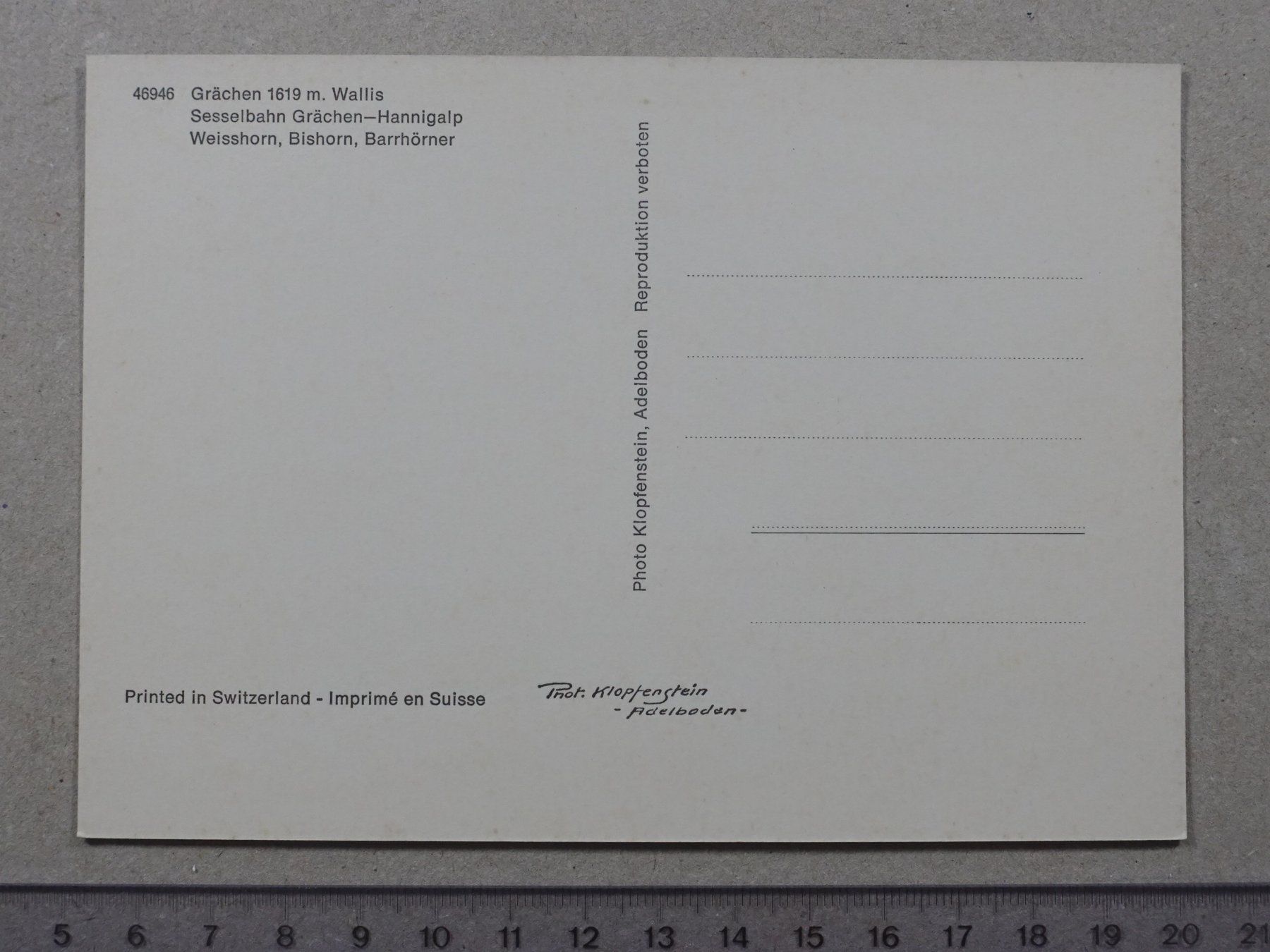 Cartoline postali: Grächen, Sesselbahn n. Hannigalp – Usato da Lenzburg venduto da fh1 1