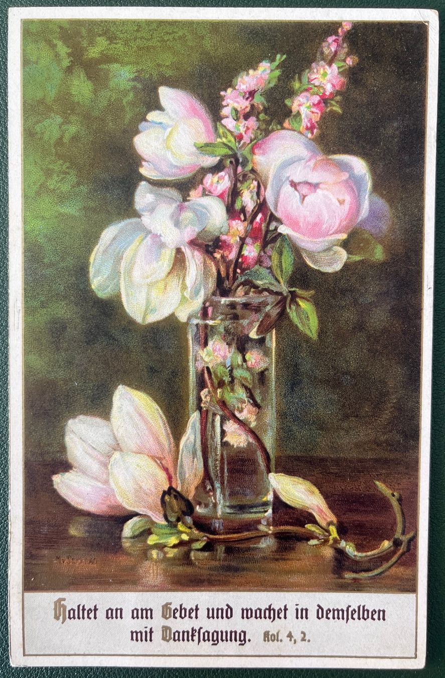 Cartoline postali: AK Blumen mit Spruch – Usato da Biberist venduto da Edelfloh