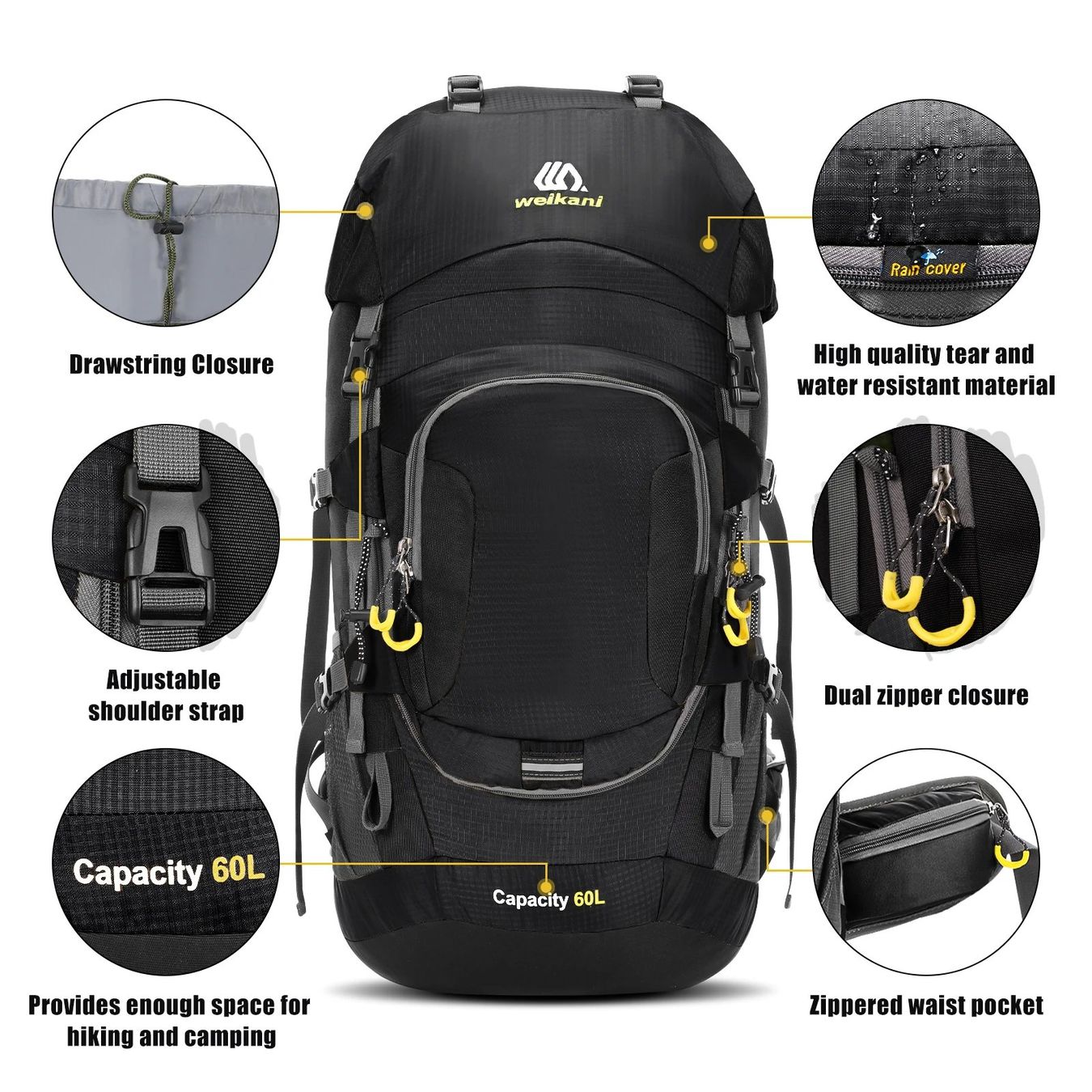 Zaini: NEU Wanderrucksack 60L Trekking / Sac à dos de randonnée – Nuovo e nell'imballaggio originale da Isérables venduto da Alfaga 3