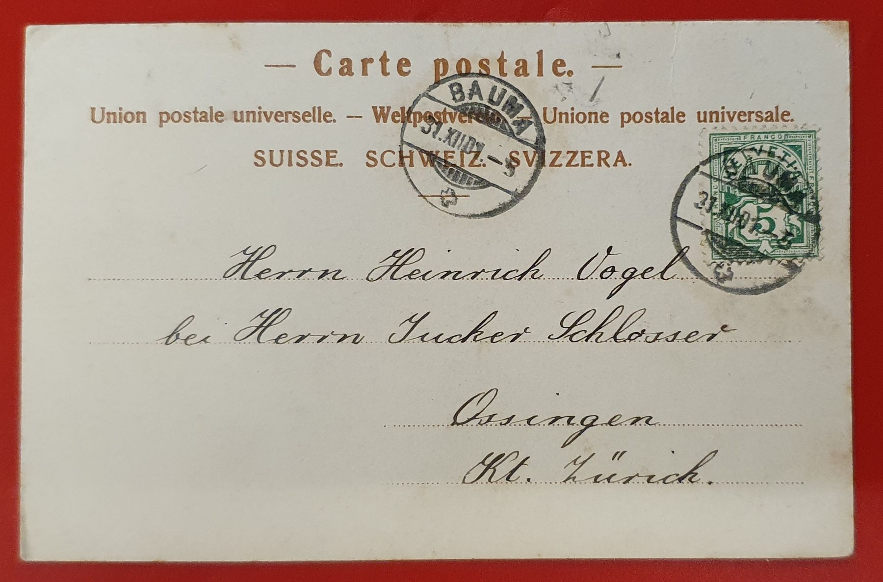 Ansichtskarten: Bauma 1901 – Gebraucht aus Kreuzlingen von Rschweiz1 1